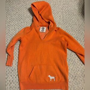 Y2K Pink Orange Hooded Sweatshirt with Dog Logo and rhinestones